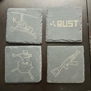 Rust Themed Slate Coasters Set
